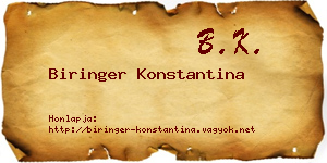 Biringer Konstantina névjegykártya